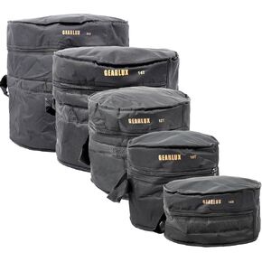 Gearlux 5-Piece Drum Bag Set for 10" Tom, 12" Tom, 14" Tom, 14" Snare, and 22" Bass
