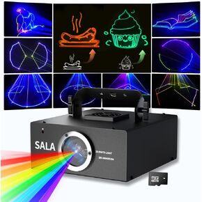 Laser Light for Party, Programmable with Custom Images for Party, DIY Patterns, RGB, Sound Activated, Animation Loop, Beam Effect, DMX512, Ideal for DJ, Disco, Stage, Karaoke