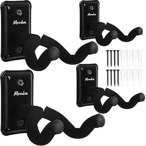 Guitar Wall Mount Hanger, 4-Pack Real Hardwood Guitar Hanger for Wall, Guitar Hook Holder Stand for Bass Electric Acoustic Guitar Ukulele (beech wood)