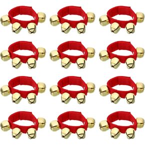 PATIKIL 12pcs Wrist Bells, Jingle Bells Ankle Bells Wrist Bells Bracelet Percussion Instruments Musical Rhythm Band with 4 Golden Bells for Party Christmas, Pink