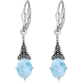 Gemstone Dangle Earrings Sterling Silver Trendy Celtic Knot Teardrop Leverback Earrings for Women Girls Daughter Mom Charm Gravel Abalone Jewelry Birthday Xmas Gifts