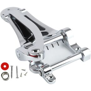 Hollow Jazz Guitar Chrome Vibrato Tremolo Bridge, Replacement Electric Guitar Tremolo Bridge Metal Tailpiece with Hand Crank