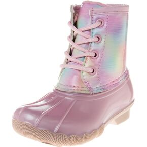 Josmo Girls Winter Outdoor Snow Rain Lace-up Duck Boots, Pastel Multi, 3 US Unisex Big Kid