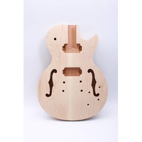 Yinfente Electric Guitar body Mahogany Maple Wood Semi-Hollow Electric Guitar Body Replacement Set in Heel DIY guitar project