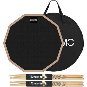 Drum Practice Pad with Snare Drum Stand Set, 12-Inch Double Sided Silent Practice Pad Kit with Drum Sticks (2 pairs), Blue (Fits 8''-15'' Drums)