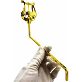 Alto Saxophone Lyre,Lyre for Saxophone Portable Copper Square 4mm*4mm Socket,Alto Sax Music Clip,Golden,With Storage Bag