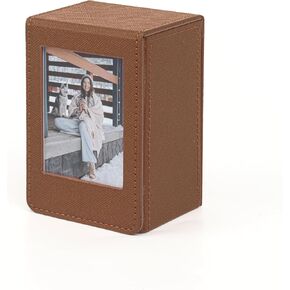 صندوق تخزين الصور الصغير مقاس 2 × 3 بوصة لفيلم Polaroid Fujifilm Instax Mini 12 11 9 8 EVO الفوري، صور 3 بوصة، بطاقات صور Kpop، إطار الصورة والحاويات، جلد البولي يوريثان. (البرتقالي)