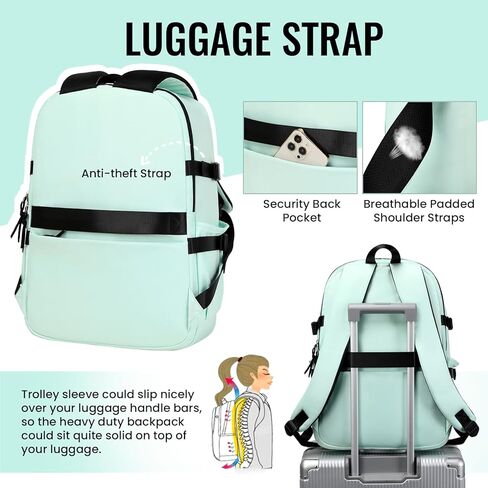 حقيبة ظهر MOONBABY للرجال والنساء مقاومة للماء للسفر وحقيبة نهارية كاجوال مع جيوب متعددة باللون الأسود in Kuwait