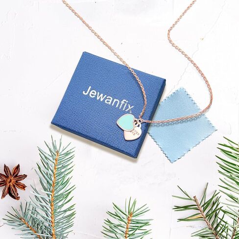 Double Heart Silver Necklace, Cute Dainty Love Pendant Necklaces for Women in Kuwait