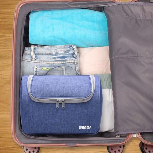 حقيبة أدوات الزينة المعلقة من WANDF، منظم مستحضرات التجميل، حقيبة الحمام للرجال والنساء، مقاومة للماء (M، الفاوانيا السوداء) in Kuwait