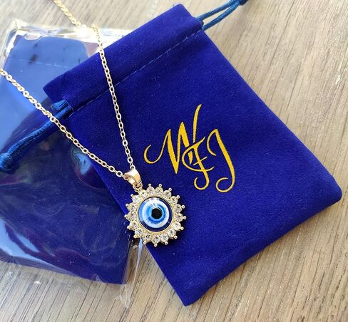 Good Luck Necklace for Women, Girl, Protection Amulet Gold Chain Delicate Jewelry - Sympaty Gift for Her Clover or Evil Eye Pendant in Saudi Arabia