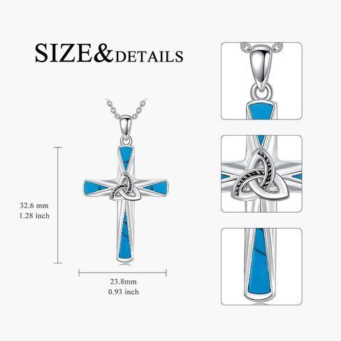 Turquoise Cross Necklace Sterling Silver Western Turquoise Cross Pendant Cross Jewelry Gifts in Kuwait