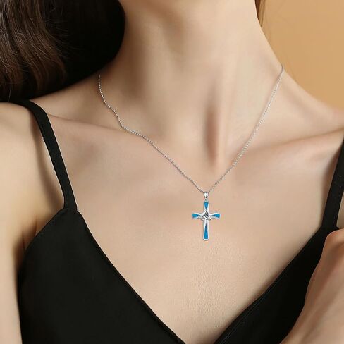 Turquoise Cross Necklace Sterling Silver Western Turquoise Cross Pendant Cross Jewelry Gifts in Kuwait