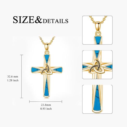 Turquoise Cross Necklace Sterling Silver Western Turquoise Cross Pendant Cross Jewelry Gifts in Kuwait