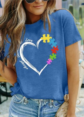 MAIHUN Autism Awareness Shirt for Women Accept Understand Love Autism Teacher Tshirt Autism Support Month Tee in Kuwait
