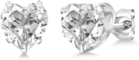 Gem Stone King 925 Sterling Silver 8MM Heart Shape Gemstone Birthstone Stud Earrings For Women in Saudi Arabia