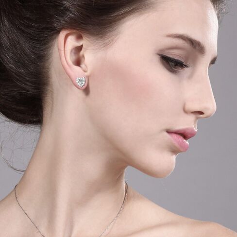 Gem Stone King 925 Sterling Silver 8MM Heart Shape Gemstone Birthstone Stud Earrings For Women in Saudi Arabia