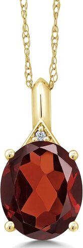 Gem Stone King 14K Yellow Gold Oval Gemstone Birthstone and White Diamond Necklace | Oval 12X10MM | White Gold Pendant Necklace For Women | with 18 Inch Chain in Saudi Arabia