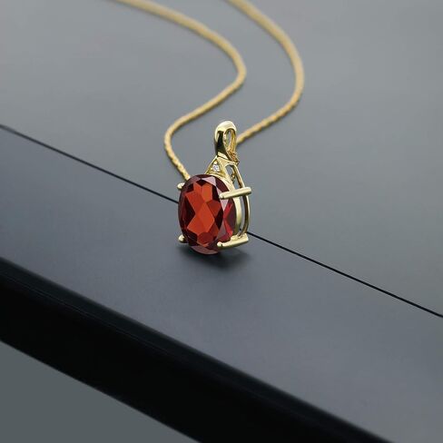Gem Stone King 14K Yellow Gold Oval Gemstone Birthstone and White Diamond Necklace | Oval 12X10MM | White Gold Pendant Necklace For Women | with 18 Inch Chain in Saudi Arabia