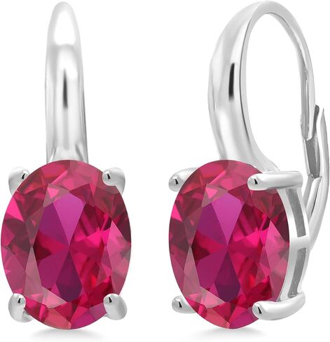 Gem Stone King 925 Sterling Silver 11X9MM Oval Gemstone Birthstone Leverback Drop Dangle Earrings For Women in Saudi Arabia