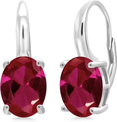 Gem Stone King 925 Sterling Silver 11X9MM Oval Gemstone Birthstone Leverback Drop Dangle Earrings For Women in Saudi Arabia