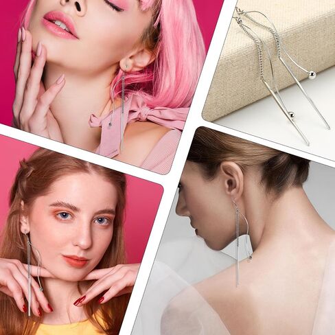 TGNEL Titanium Earrings CZ/Spiral Long Tassel Dangle Earring Charms, Hypoallergenic Pure Titanium Earrings Hooks for Sensitive Ears in Kuwait
