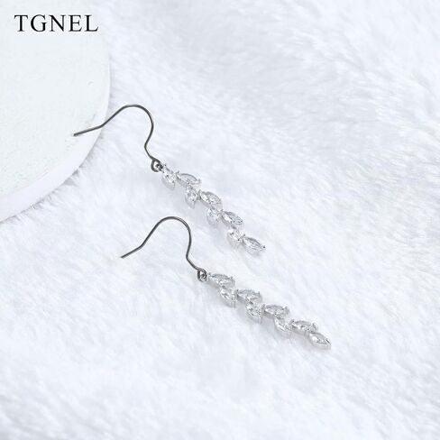TGNEL Titanium Earrings CZ/Spiral Long Tassel Dangle Earring Charms, Hypoallergenic Pure Titanium Earrings Hooks for Sensitive Ears in Kuwait