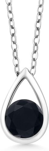 Gem Stone King 925 Sterling Silver 5MM Round Gemstone Birthstone Teardrop Pendant Necklace For Women with 18 Inch Silver Chain in Saudi Arabia