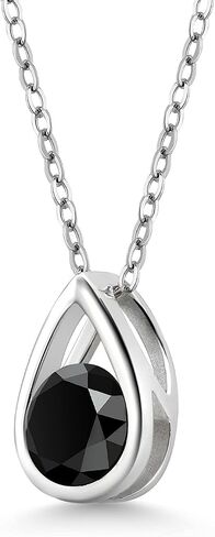 Gem Stone King 925 Sterling Silver 5MM Round Gemstone Birthstone Teardrop Pendant Necklace For Women with 18 Inch Silver Chain in Saudi Arabia