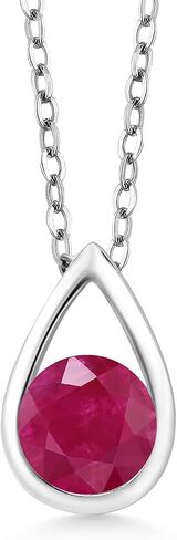 Gem Stone King 925 Sterling Silver 5MM Round Gemstone Birthstone Teardrop Pendant Necklace For Women with 18 Inch Silver Chain in Saudi Arabia