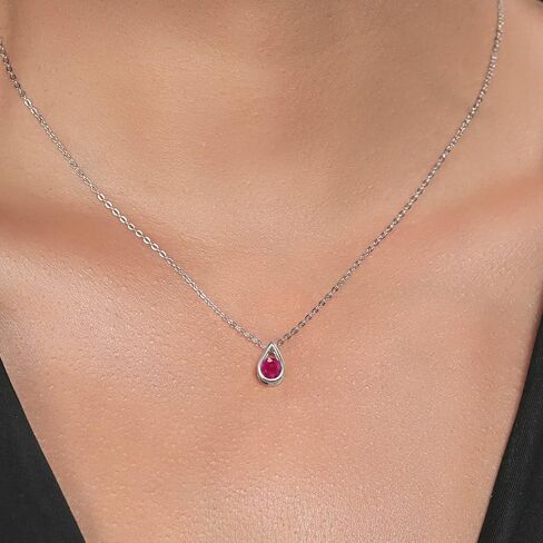 Gem Stone King 925 Sterling Silver 5MM Round Gemstone Birthstone Teardrop Pendant Necklace For Women with 18 Inch Silver Chain in Saudi Arabia