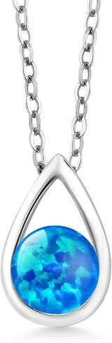 Gem Stone King 925 Sterling Silver 5MM Round Gemstone Birthstone Teardrop Pendant Necklace For Women with 18 Inch Silver Chain in Saudi Arabia