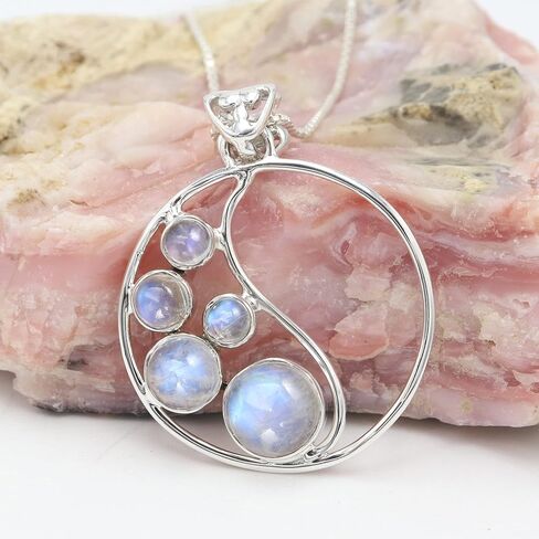 Necklace for Women with Natural Gemstone Adjustable Chain in 925 Sterling Silver, Gifts For Her Circle Pendant, Cross Pendant, Teardrop Pendant in Saudi Arabia