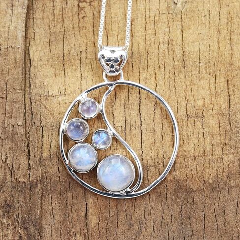 Necklace for Women with Natural Gemstone Adjustable Chain in 925 Sterling Silver, Gifts For Her Circle Pendant, Cross Pendant, Teardrop Pendant in Saudi Arabia