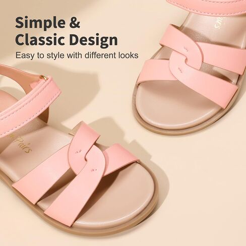 DREAM PAIRS Girls Sandals Open Toe Princess Flat Sandals Strappy Summer Shoes Toddler/Little Kid in Kuwait