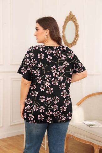 TIANZHU Womens Plus Size Tops V Neck Tunic Shirt for Women Blouses & Button-Down Shirts Business Casual Tops in Kuwait