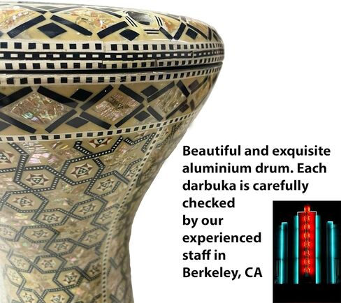 طبلة دربوكة مقاس 17 بوصة - طبلة يدوية رائعة وأداة إيقاعية للإهداء - أداة صنع في مصر مثل طبلة الجيمبي - تسمى أيضًا طبلة الدومبيك (الواحة الزرقاء)، DAR029 in Kuwait
