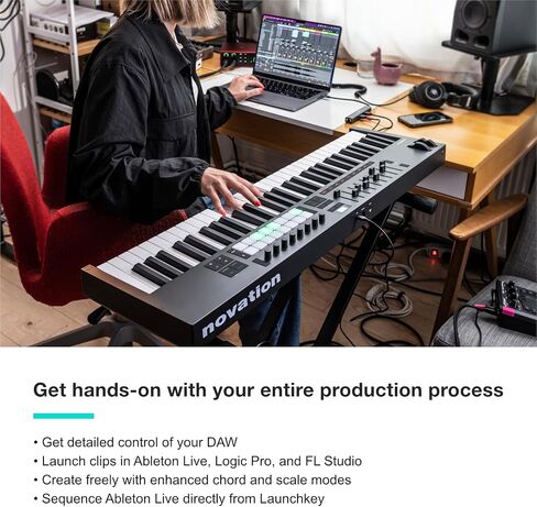 Novation Launchkey 61 [MK4] – 61 key Semi-Weighted, USB, MIDI Keyboard Controller with DAW Integration. Chord & Scale Modes, 8 Drum Pads, & Arpeggiator — Includes Software Bundle for Music Production in Saudi Arabia