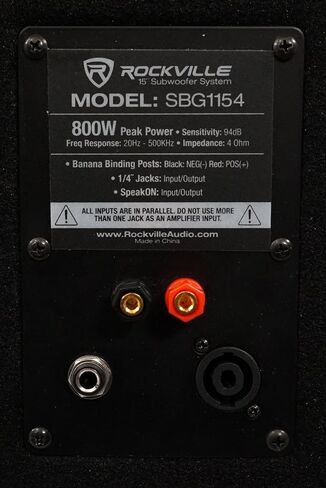 Rockville SBG1158 15" 800W Passive Pro DJ Subwoofer, MDF Cabinet/Pole Mount, Black in Saudi Arabia