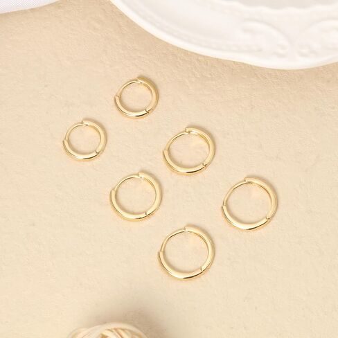 Gold Hoop Earrings Set 14k Gold Plated Huggie Hoop Earrings Hypoallergenic Jewelry Daily Earrings for Women in Kuwait