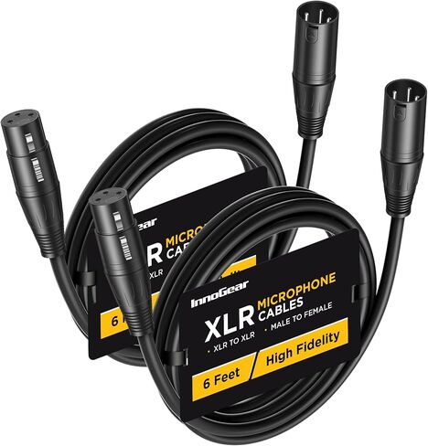 InnoGear XLR Microphone Cables, 25 Feet 6 Pack Oxygen-Free Copper Male to Female 3-Pin Balanced XLR Mic Cables Cord for Speaker Podcast Audio Mixer DMX Effector Amplifier Sound Card, Multicolored in Saudi Arabia