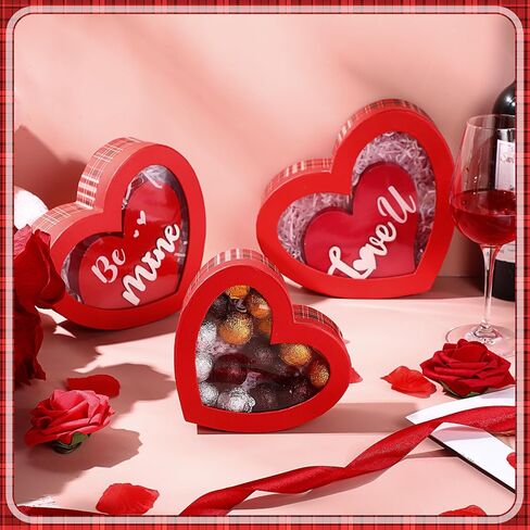 Thenshop 3 Pcs Valentines Boxes Heart Shaped Boxes for Flowers Gift Box with Lid Floral Goody Box for Wedding Valentine's Day Birthday Present Packaging, 3 Sizes(Dot) in Saudi Arabia