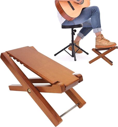 Wooden Guitar Footrest,Adjustable Height Foldable Guitar Foot Stool for Guitar Player Performance (Ashtree Wood) in Saudi Arabia