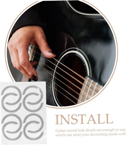 Toyvian 8pcs Guitar Sticker Guitar Decals Inlay Sound Hole Decal Stickers for Guitar Sound Hole Guitar Soundhole Sticker Guitar Decals Acoustic Decorate Paper 3d Self-adhesive in Saudi Arabia