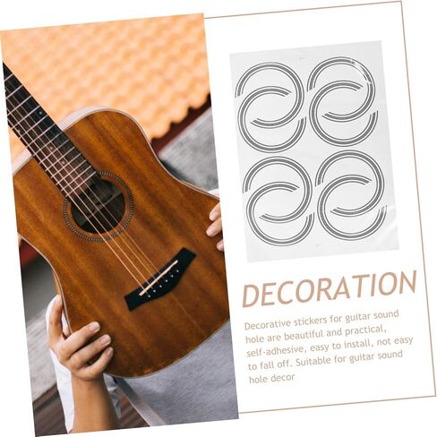 Toyvian 8pcs Guitar Sticker Guitar Decals Inlay Sound Hole Decal Stickers for Guitar Sound Hole Guitar Soundhole Sticker Guitar Decals Acoustic Decorate Paper 3d Self-adhesive in Saudi Arabia