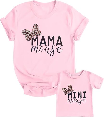Mommy and Me Matching Shirt Outfit Mama Mini Leopard Love Heart Tshirt Mom Daughter Family Matching Set Clothes in Kuwait