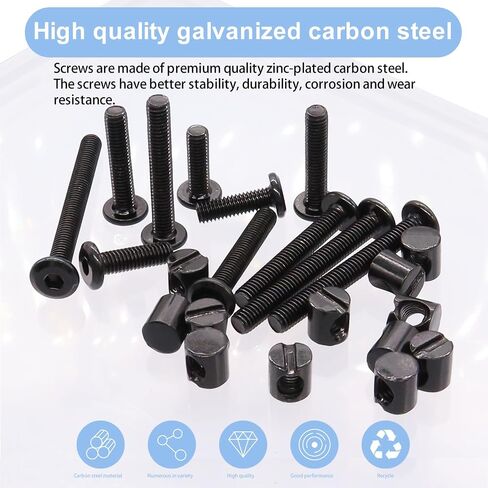 weideer 26 Set Crib Screws Hardware Replacement Kit Baby Bed Frame Bolts M6x20/40/50/60/70/80mm Barrel Nuts Wooden Dowel Pins Hex Drive Socket Cap Screws Kit for Beds Chairs Furniture in Kuwait