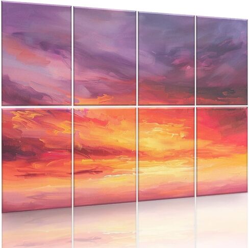 Glowing Horizon 8-Pack Acoustic Panels, 48x32 Inch Soundproof Wall Panels Decorative Acoustic Panels, Sound Absorbing Wall Art with Nano Glue for Recording and Home Studio, Office in Kuwait