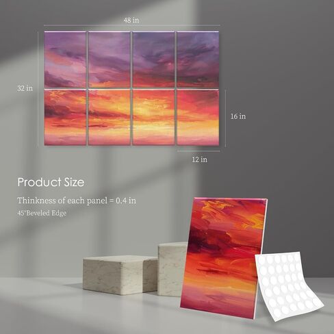 Glowing Horizon 8-Pack Acoustic Panels, 48x32 Inch Soundproof Wall Panels Decorative Acoustic Panels, Sound Absorbing Wall Art with Nano Glue for Recording and Home Studio, Office in Kuwait