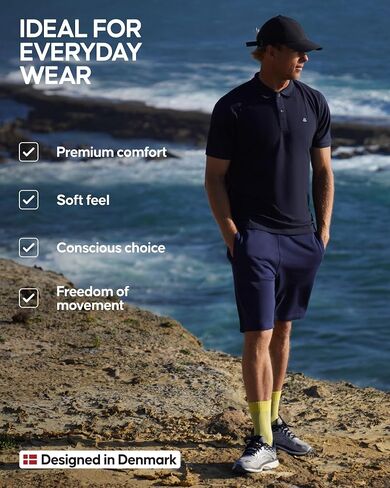 DANISH ENDURANCE Men's Polo Shirt, Organic Cotton, Short Sleeve, Classic in Kuwait